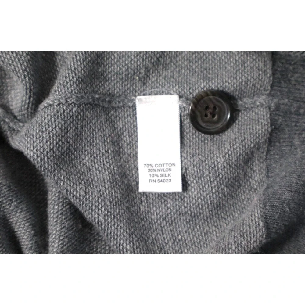 Banana Republic Sz L Silk Blend‎ Gray Black Boyfriend Cardigan Academia Preppy